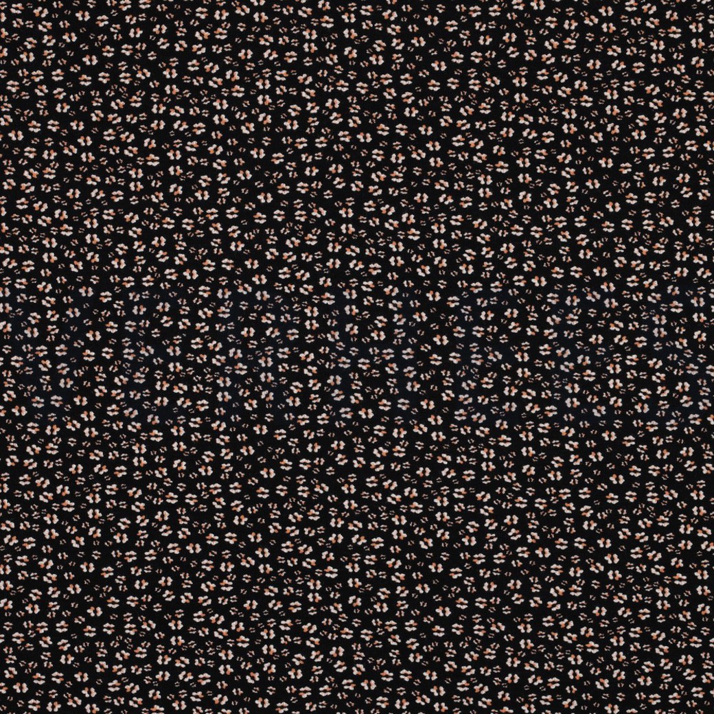BAMBOO COTTON JERSEY FLOWERS BLACK