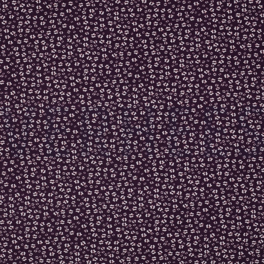 BAMBOO COTTON JERSEY FLOWERS DARK PURPLE