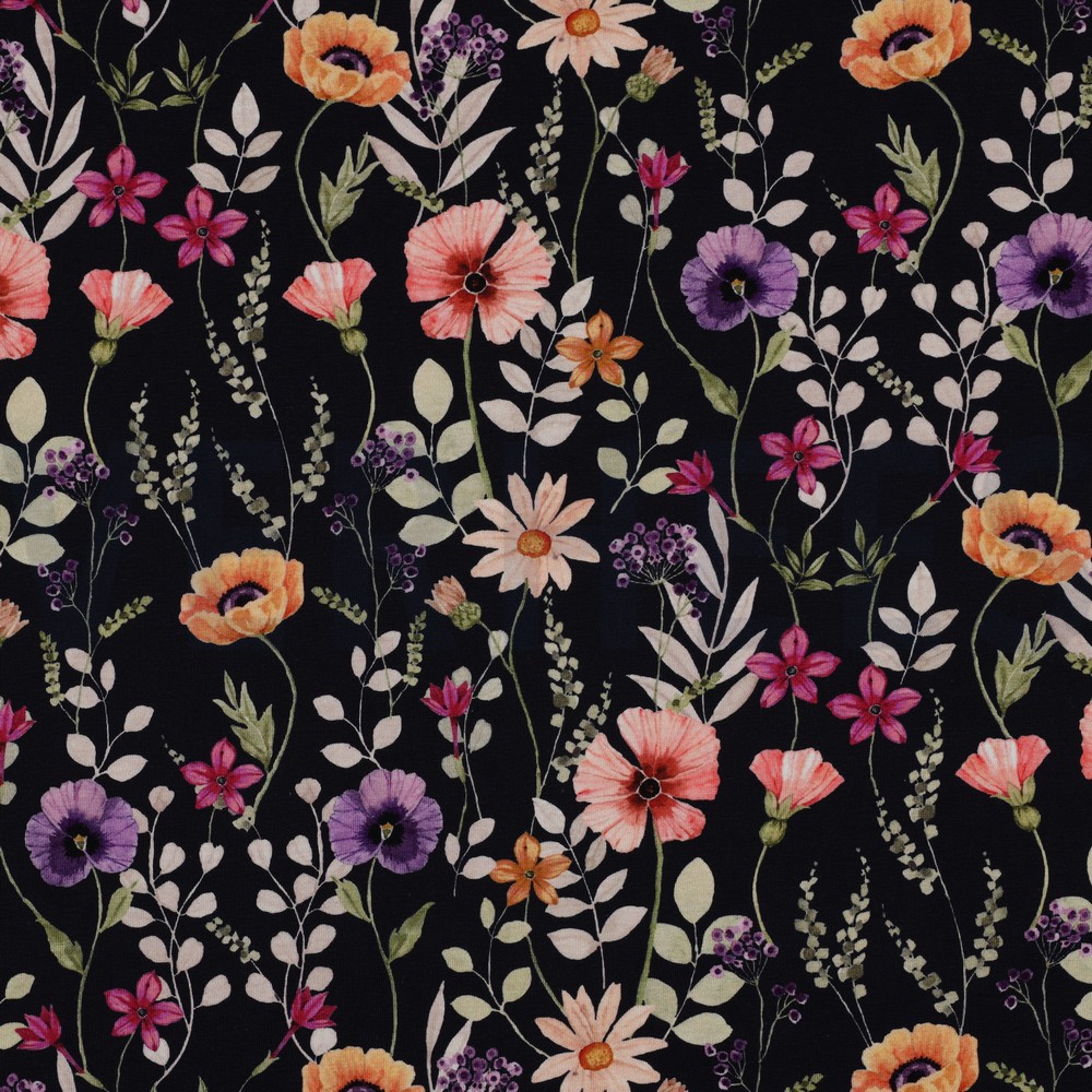 JERSEY DIGITAL FLOWERS NAVY (hover)