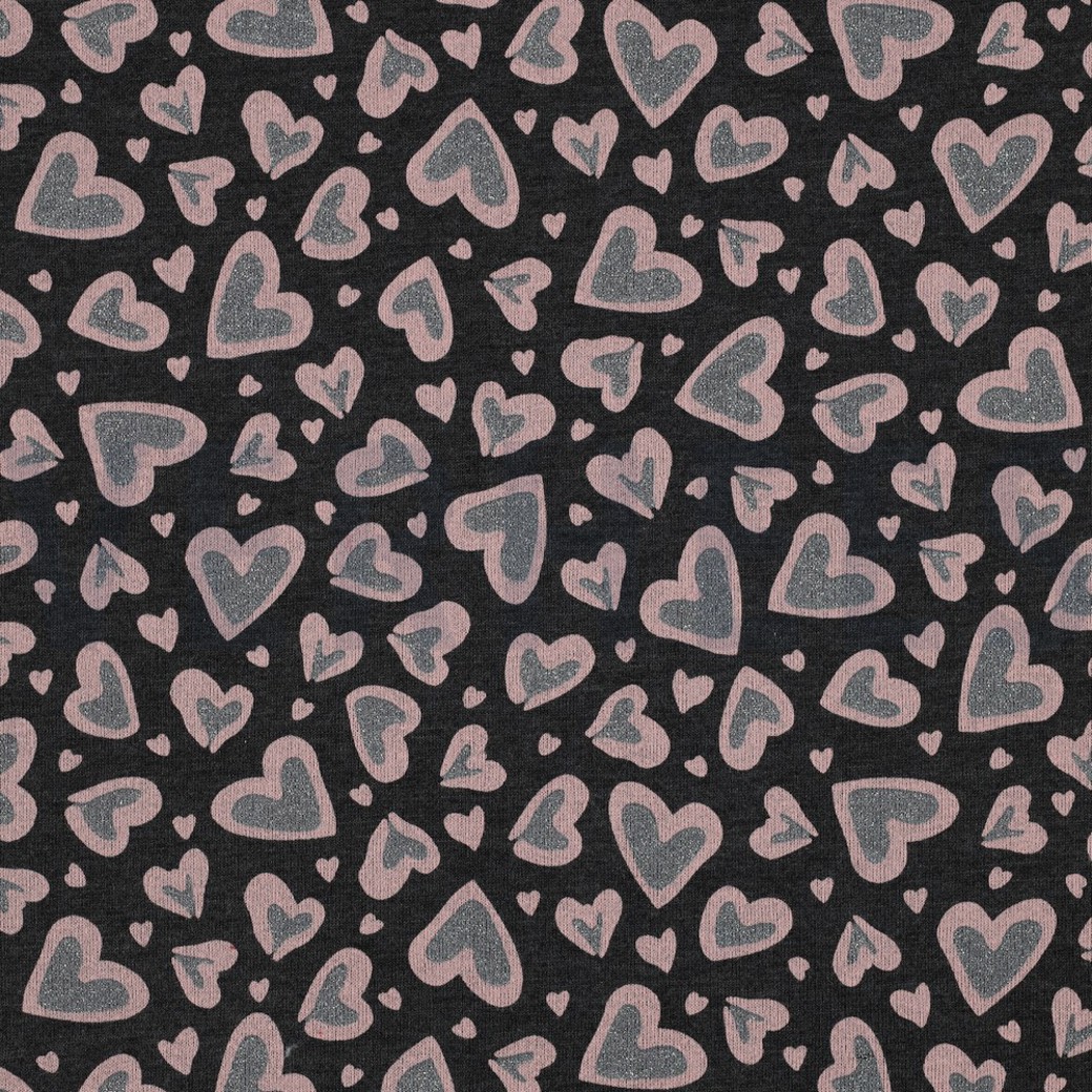 SWEAT MELANGE GLITTER LEOPARD HEARTS ANTHRACITE MELANGE