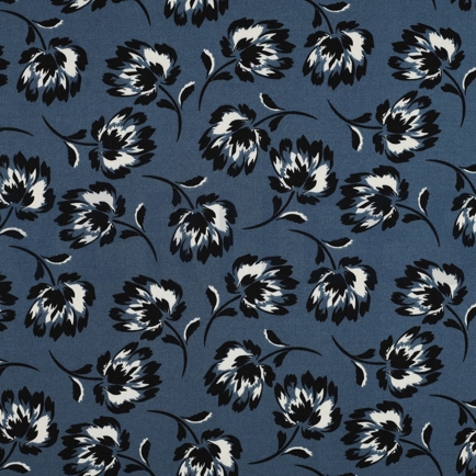 VISCOSE ROSELLA STRETCH FLOWERS BLUE (hover)