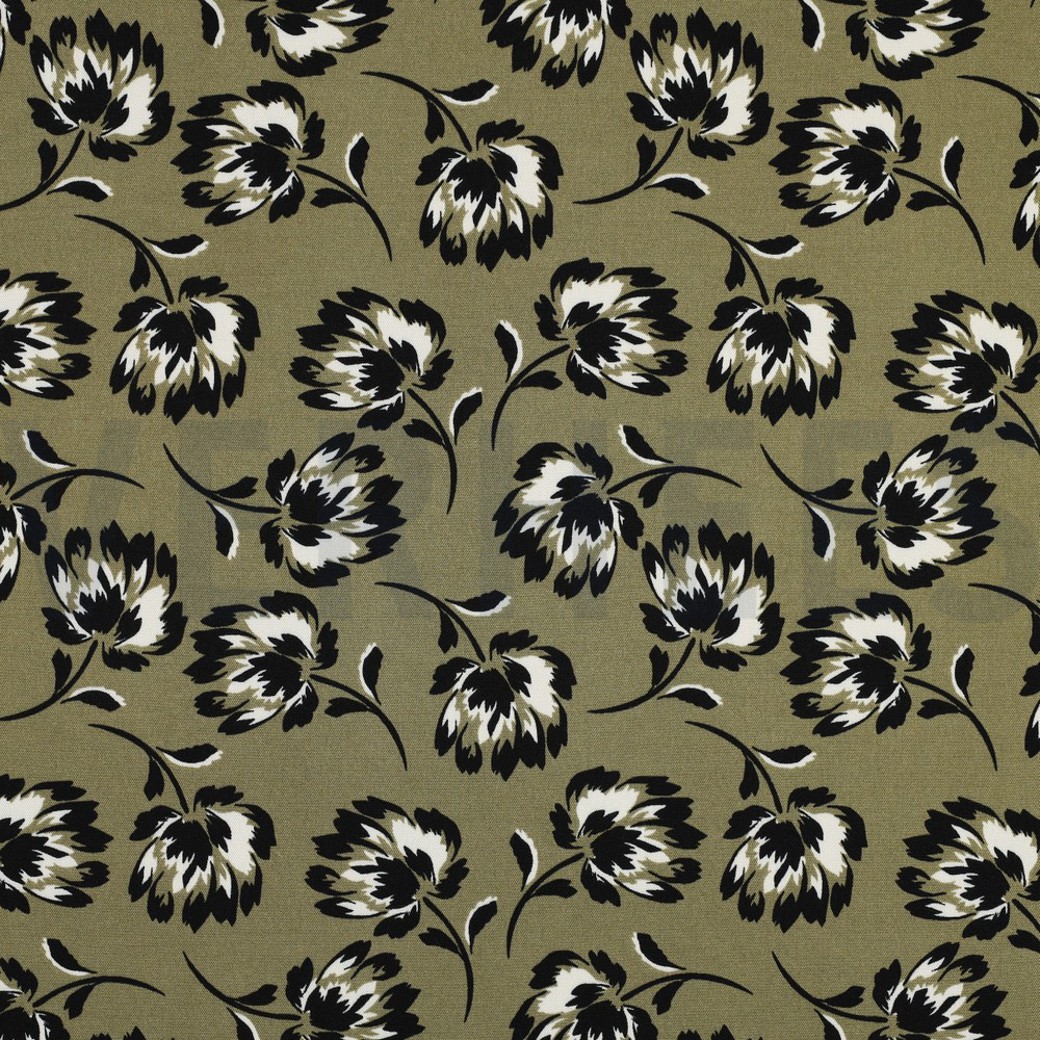 ROSELLA STRETCH FLOWERS OLIVE