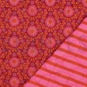 COTTON VOILE STEPPED FLOWERS PINK / BORDEAUX (thumbnail)