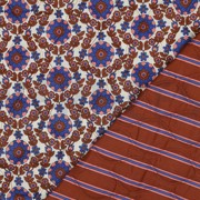 COTTON VOILE STEPPED FLOWERS CARAMEL / COBALT (thumbnail)