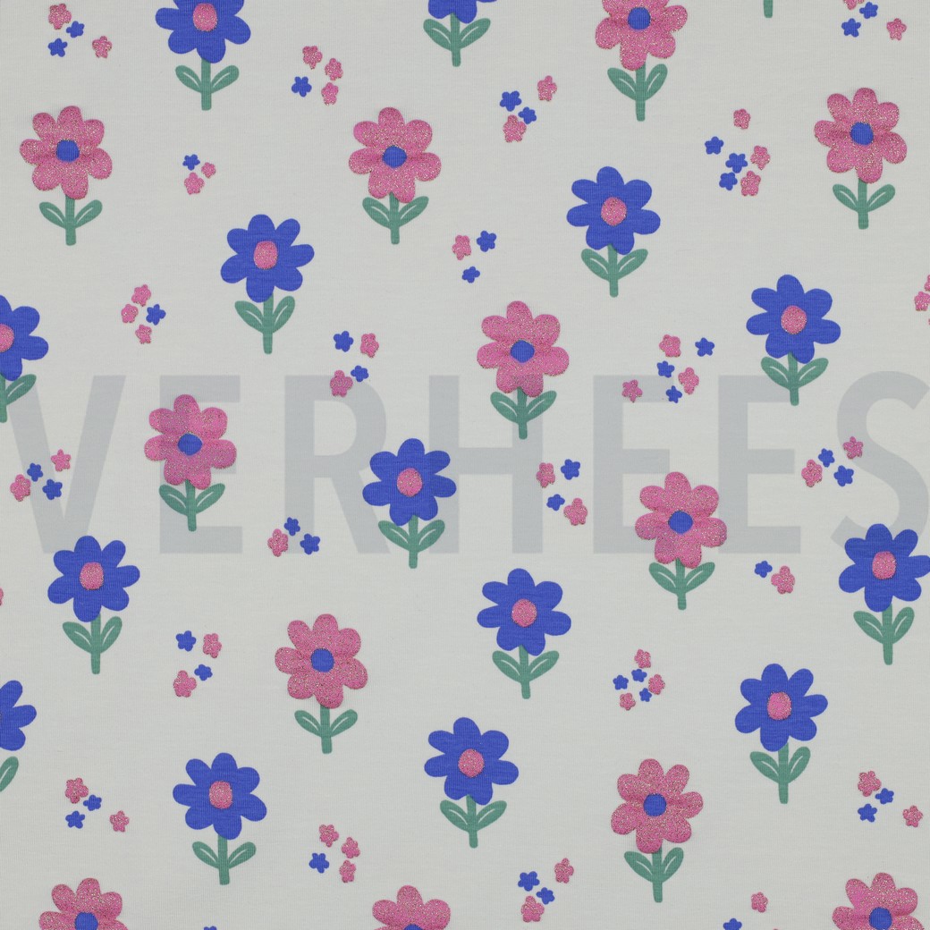 JERSEY GLITTER FLOWERS OFF-WHITE