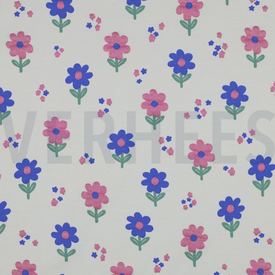 JERSEY GLITTER FLOWERS OFF-WHITE #7