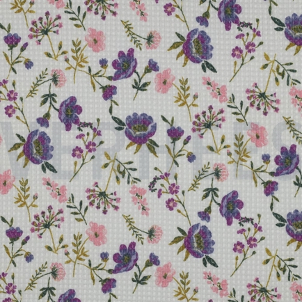 COTTON WAFFLE DIGITAL FLOWERS WHITE (hover)