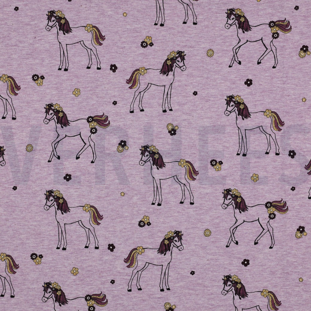 JERSEY MELANGE GLITTER HORSES PURPLE