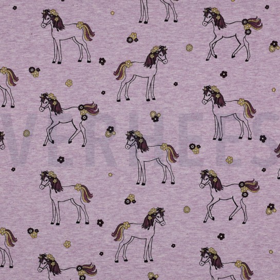 JERSEY MELANGE GLITTER HORSES PURPLE #7