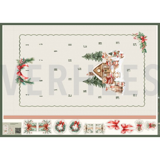CANVAS ADVENT CALENDAR PANEL LINEN LOOK #7
