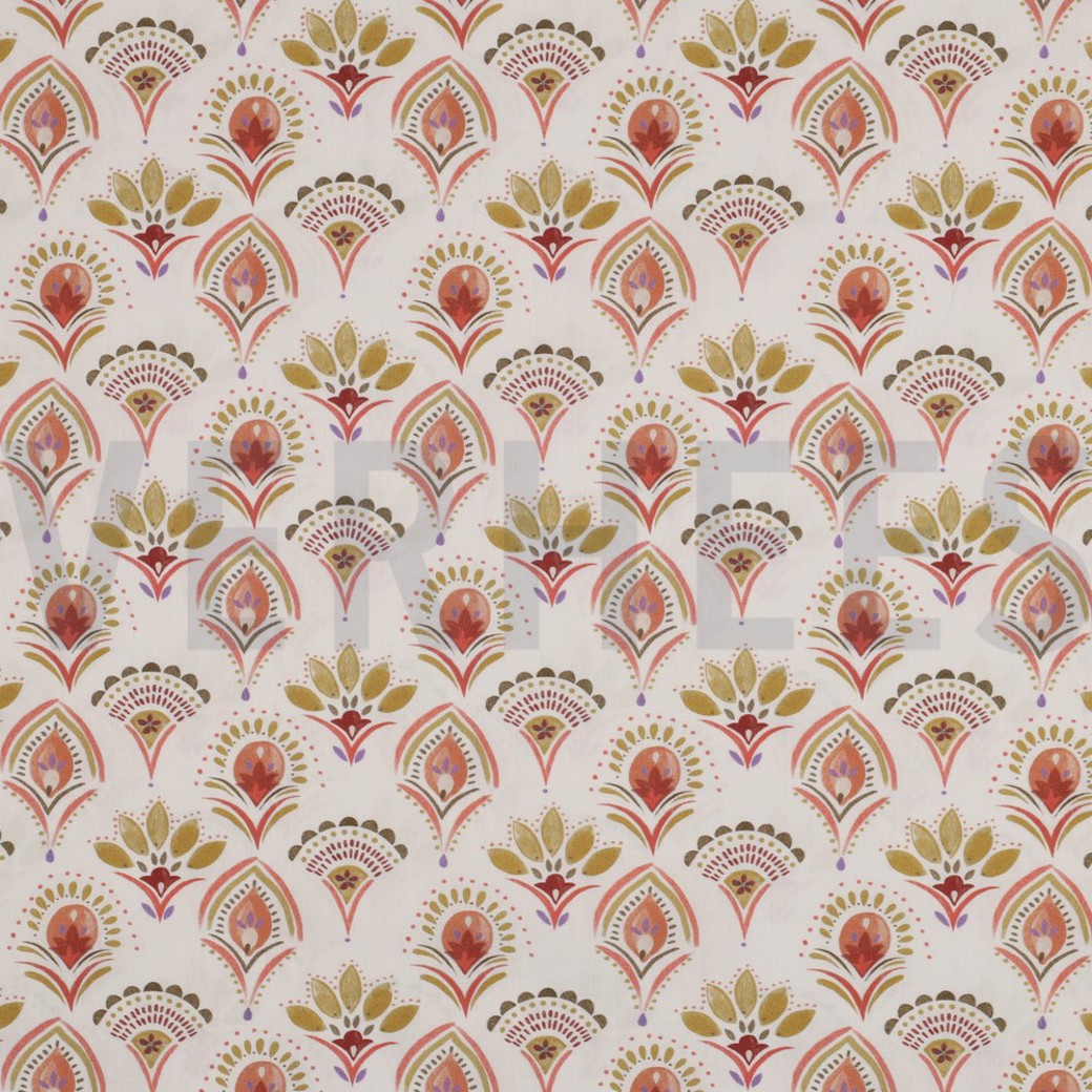 FINE POPLIN DIGITAL FLOWERS OFF-WHITE