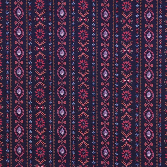 FINE POPLIN DIGITAL FLOWERS NAVY #7
