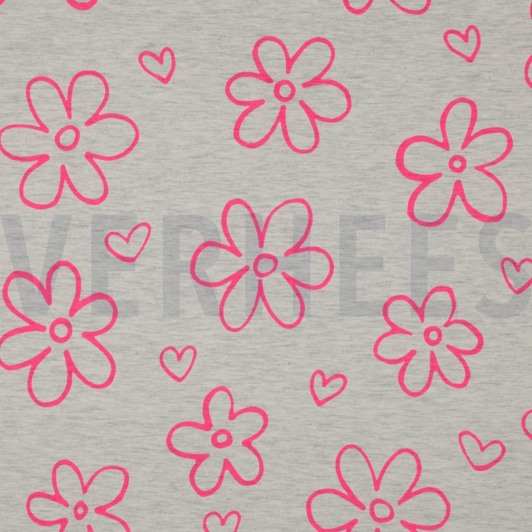 JERSEY MELANGE NEON FLOWERS ECRU
