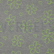 JERSEY MELANGE NEON FLOWERS LIGHT GREY (thumbnail)