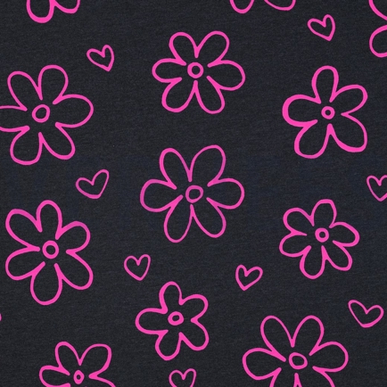 JERSEY MELANGE NEON FLOWERS NAVY (hover)