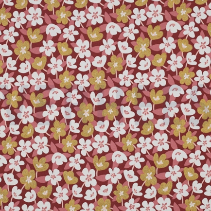 JERSEY GLITTER FLOWERS BRICK RED (hover)