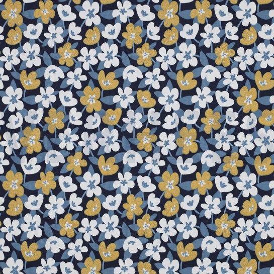 JERSEY GLITTER FLOWERS NAVY #7