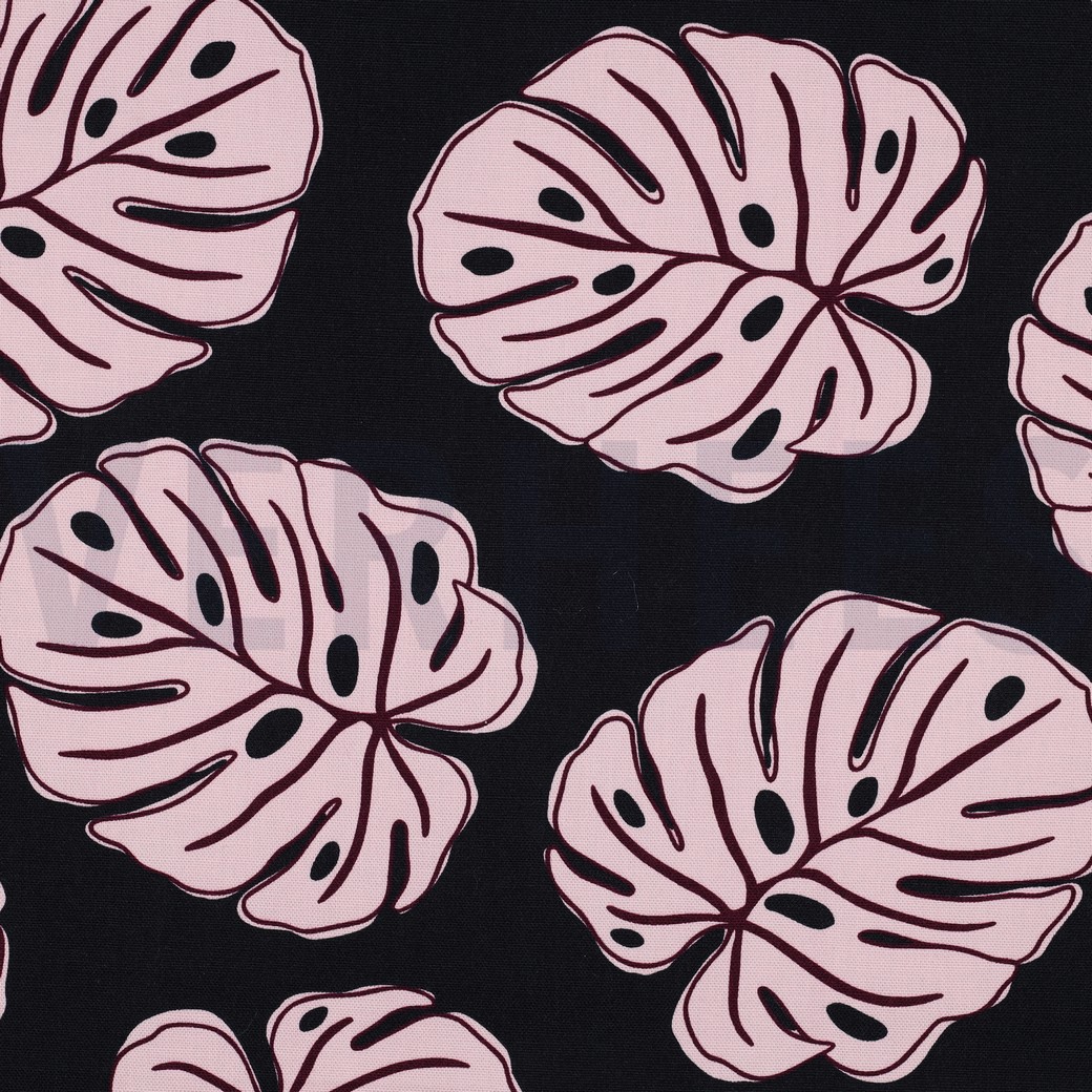 CANVAS MONSTERA LEAVES NAVY