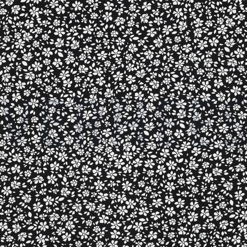 VISCOSE POPLIN STRETCH SMALL FLOWERS BLACK