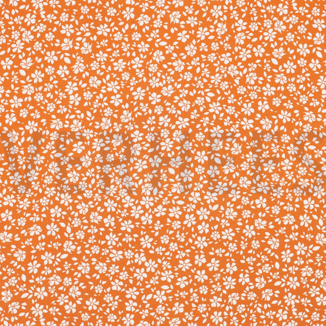 VISCOSE POPLIN STRETCH SMALL FLOWERS ORANGE