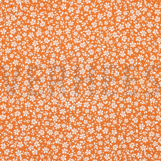 VISCOSE POPLIN STRETCH SMALL FLOWERS ORANGE #7