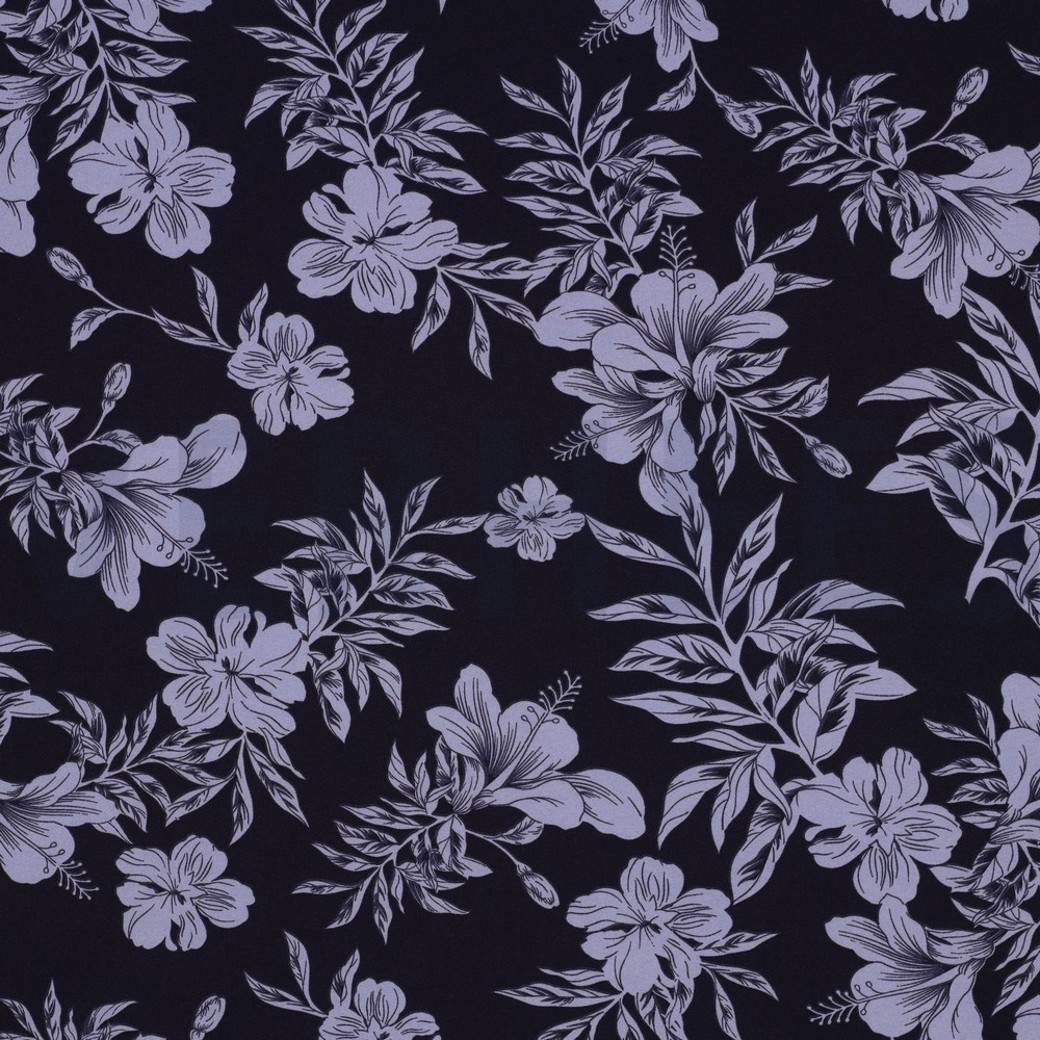 MAGNOLIA STRETCH TROPICAL FLOWERS NAVY
