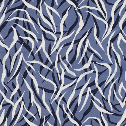 VISKOSE POPELINE STRETCH TIERHAUT JEANSBLAU (hover)