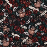 FRENCH TERRY DIGITAL TATTOO BLACK / TAUPE (thumbnail)