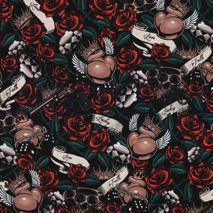 FRENCH TERRY DIGITAL TATTOO BLACK / TAUPE (hover)