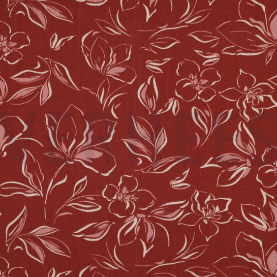 FRENCH TERRY FLEURS ROUGE KETCHUP #7