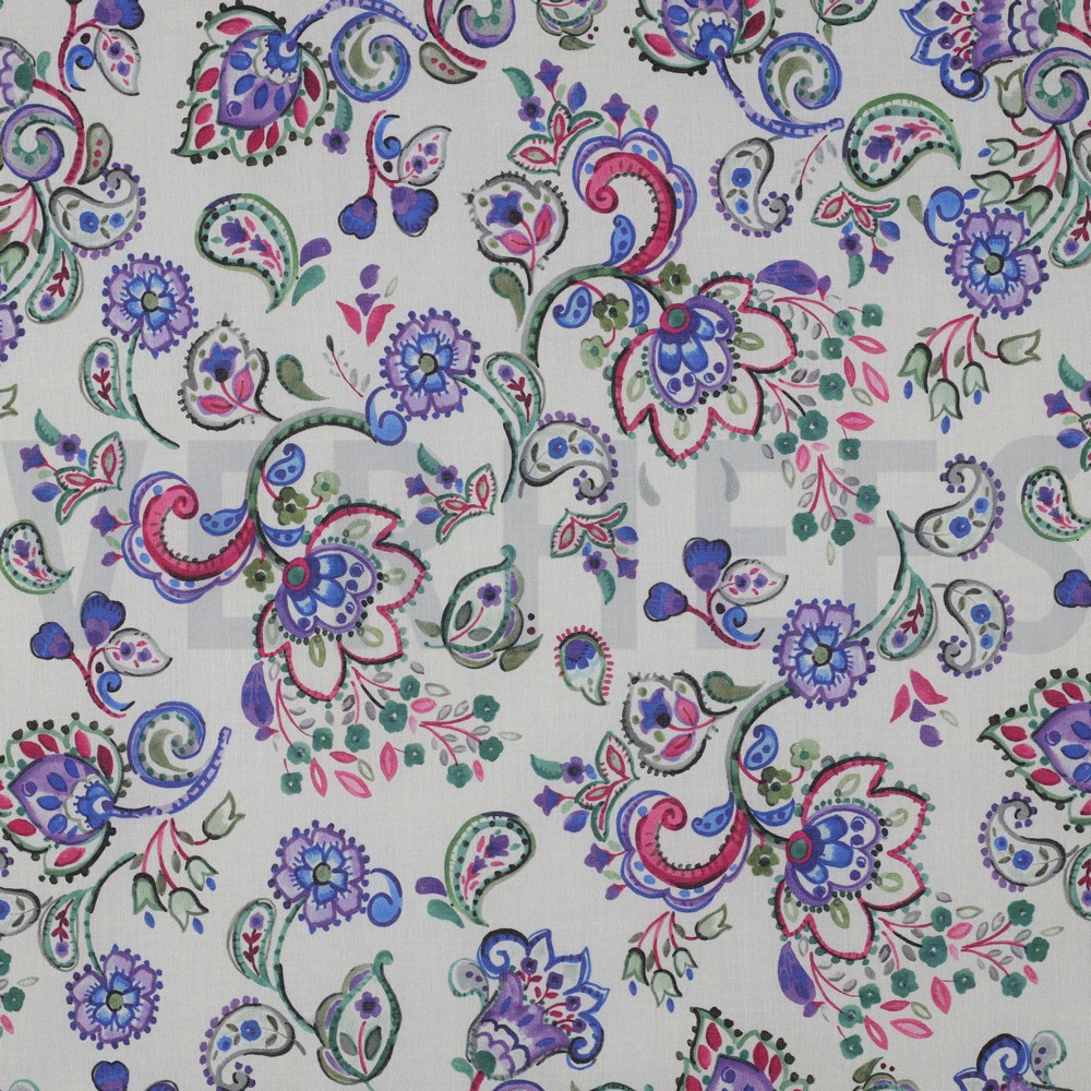 COTTON VOILE DIGITAL FLOWERS OFF-WHITE