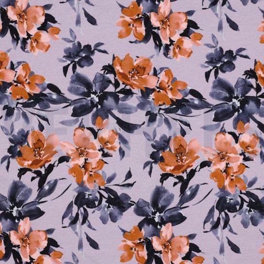 FRENCH TERRY DIGITAL FLOWERS LILAC #7