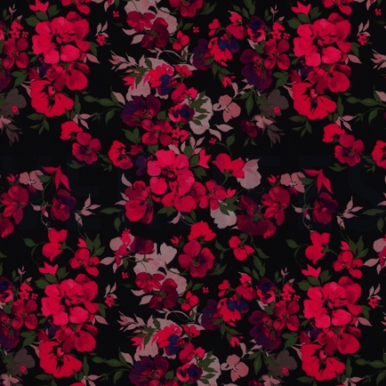 LENZING™ ECOVERO™ DIGITAL FLOWERS BLACK (hover)