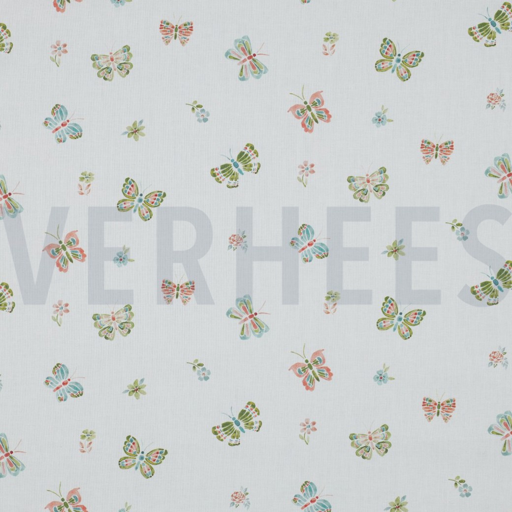 POPLIN DIGITAL BUTTERFLIES WHITE