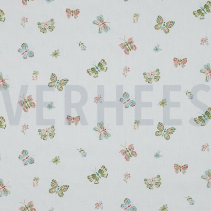 POPLIN DIGITAL BUTTERFLIES WHITE (hover)