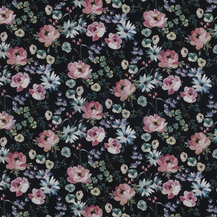 POPLIN DIGITAL FLOWERS BLACK (hover)