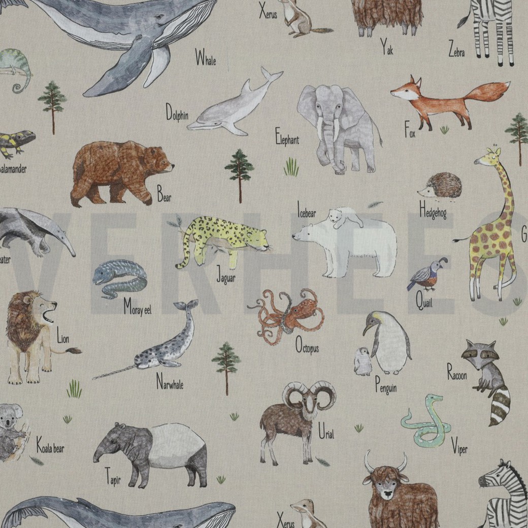 POPLIN DIGITAL ANIMALS BEIGE
