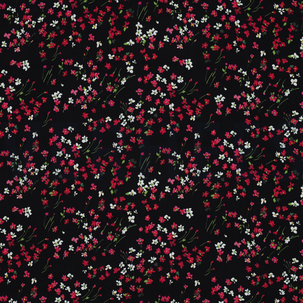 LENZING™ ECOVERO™ DIGITAL FLOWERS BLACK