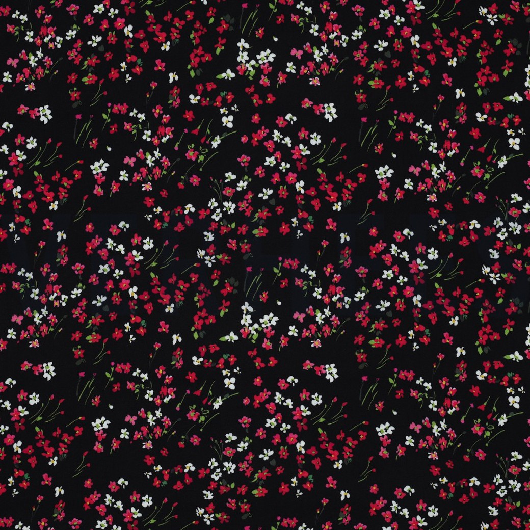 LENZING™ ECOVERO™ DIGITAL FLOWERS BLACK