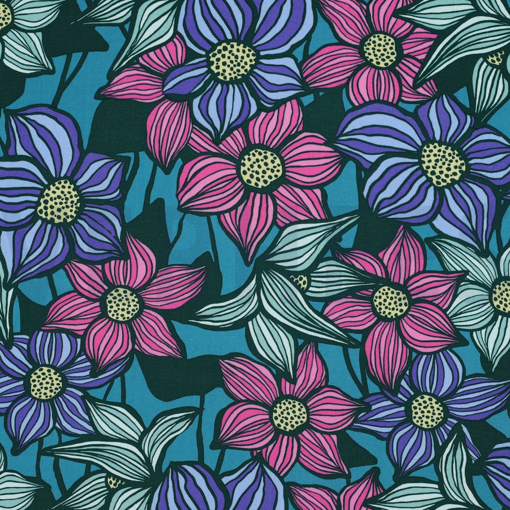 LENZING™ ECOVERO™ FLOWERS PETROL