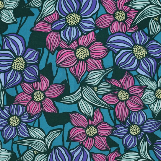 LENZING™ ECOVERO™ FLOWERS PETROL #7