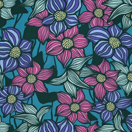 LENZING™ ECOVERO™ FLOWERS PETROL (hover)