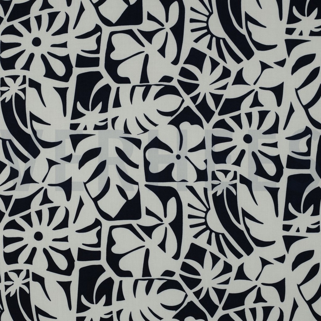 LENZING™ ECOVERO™ GEOMETRIC NAVY