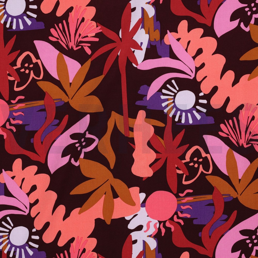 LENZING™ ECOVERO™ FLOWERS BORDEAUX