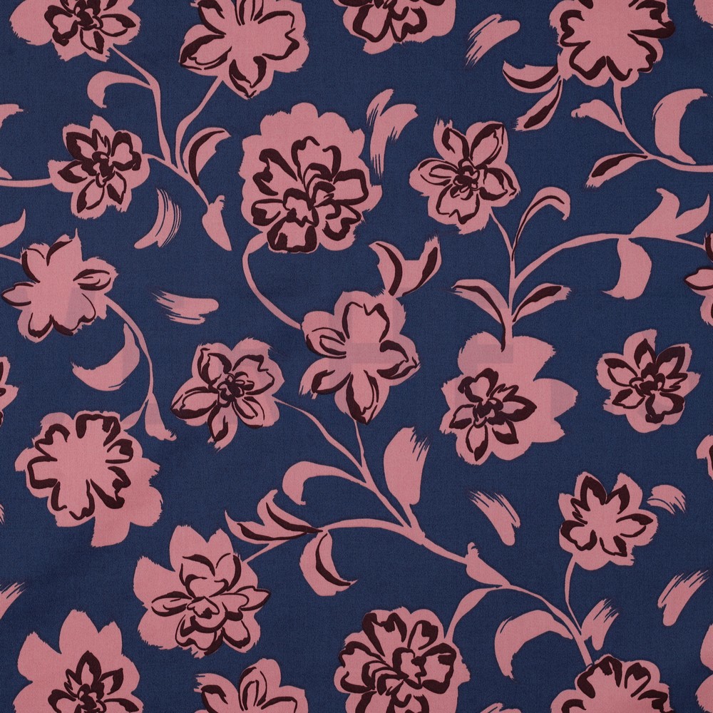 COTTON SATIN FLOWERS BLUE (hover)