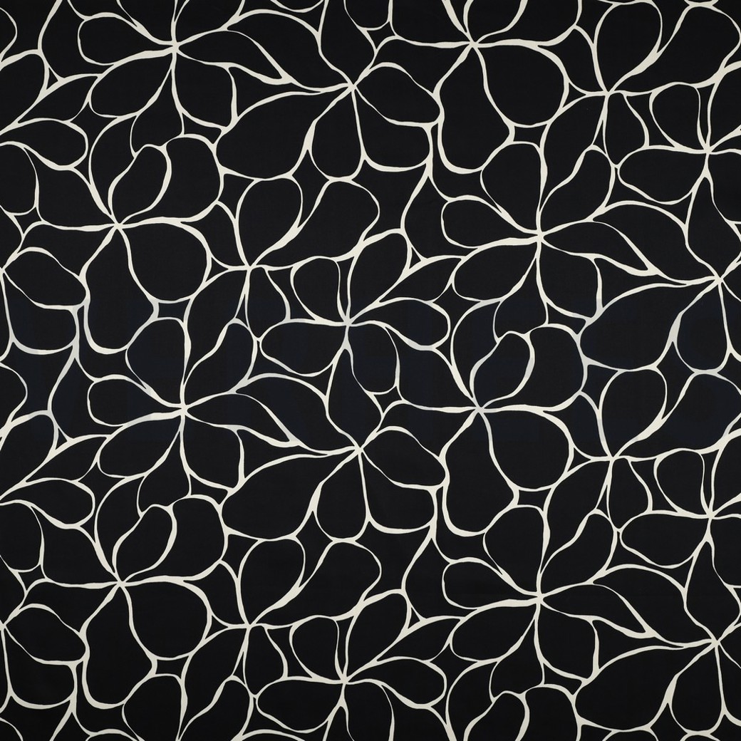 COTTON SATIN FLOWERS BLACK