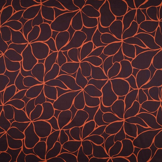COTTON SATIN FLOWERS DARK BROWN #7