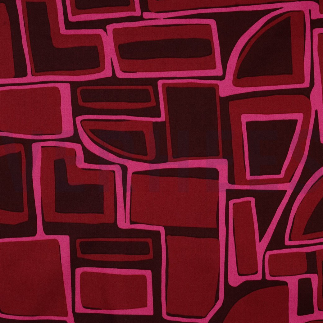 COTTON SATIN GEOMETRIC BORDEAUX