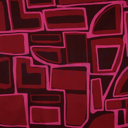 COTTON SATIN GEOMETRIC BORDEAUX #7