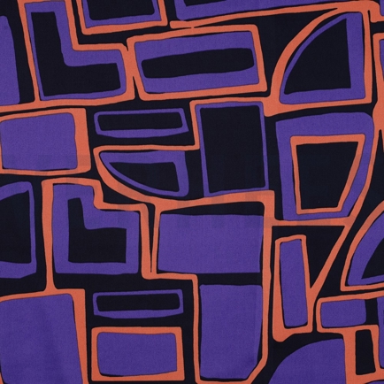 COTTON SATIN GEOMETRIC NAVY (hover)